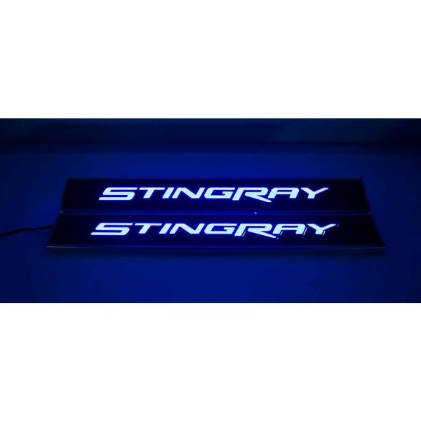 2014-2019 C7 Corvette Doorsills Replacement Style Stingray Carbon Fiber Illuminated Red