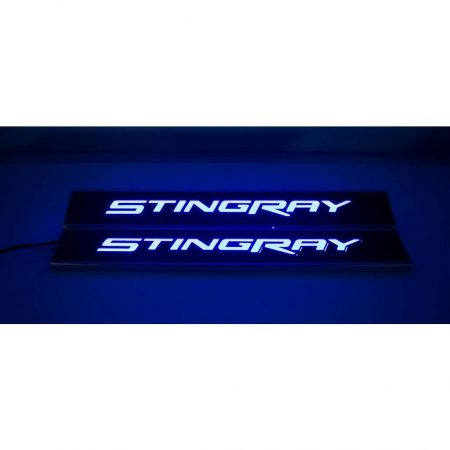 2014-2019 C7 Corvette Doorsills Replacement Style Stingray Carbon Fiber Illuminated White