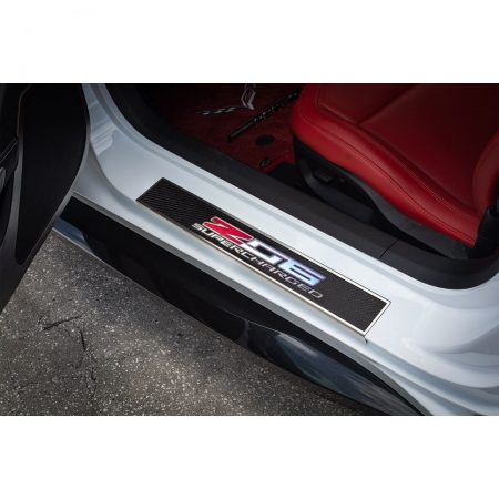 2014-2019 Corvette Z06 - Illuminated Z06 Supercharged Door Sills Replacement Style Carbon Fiber 2PC, American Car Craft