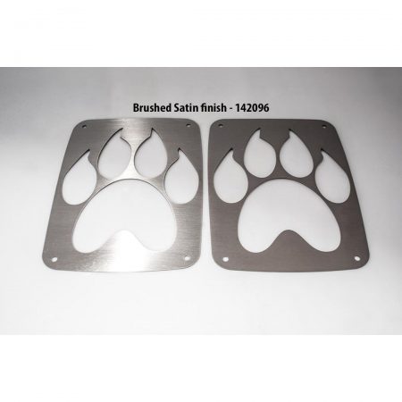 2007-2018 Jeep Wrangler JK and JKU Tail Light Covers Brushed Stainless Bear Paw Style 2pc
