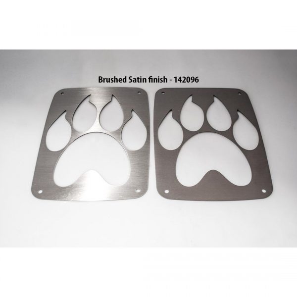 2007-2018 Jeep Wrangler JK and JKU Tail Light Covers Brushed Stainless Bear Paw Style 2pc
