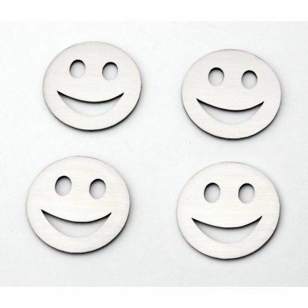 Smiley Face Stainless Sticker Badges Polished 4pc