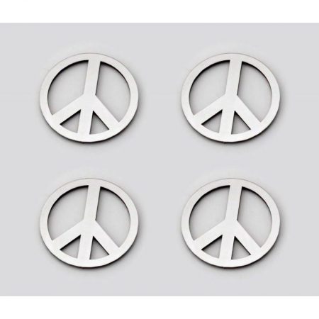Peace Sign Stainless Sticker Badges Polished 4pc