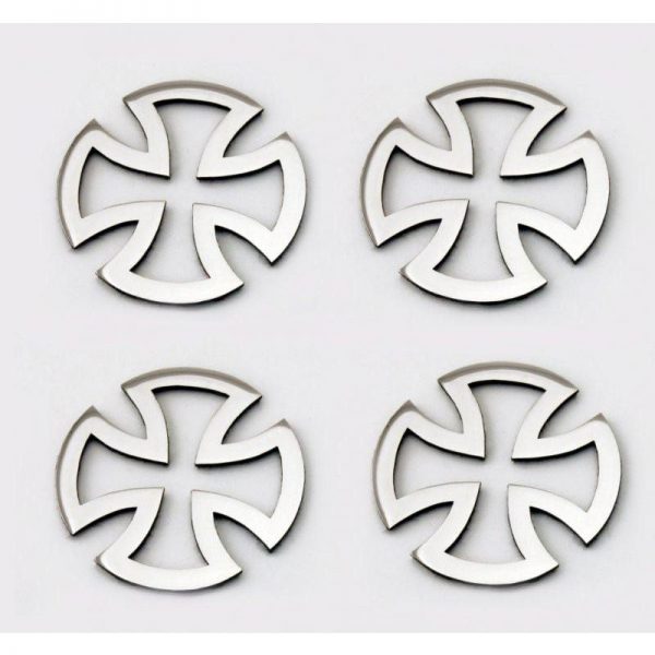 Iron Cross Stainless Sticker Badges Polished 4pc