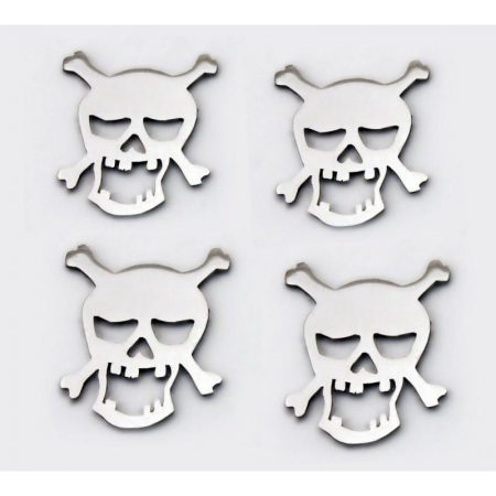 Skull Stainless Sticker Badges Polished 4pc