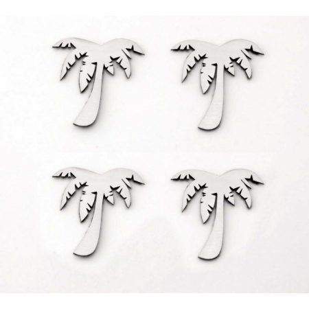 Palm Tree Stainless Sticker Badges Polished 4pc