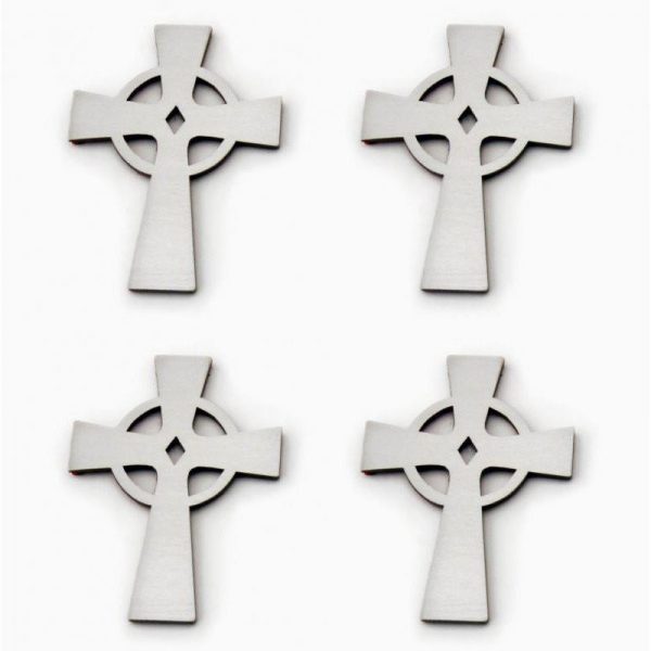 Celtic Cross Stainless Sticker Badges Polished 4pc