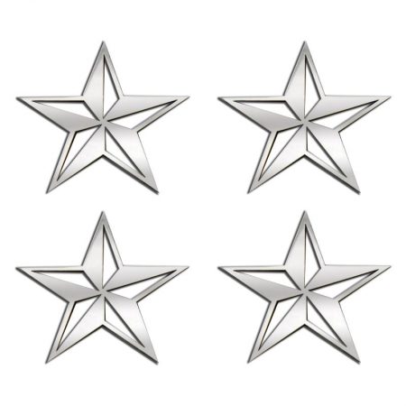 Nautical Star Stainless Sticker Badges Brushed 4pc