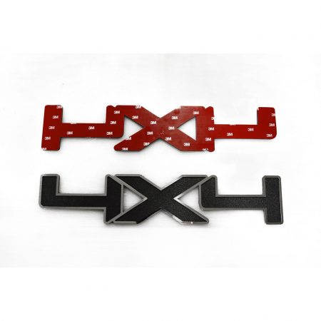 4x4 Black ABS Emblem with Brushed Stainless Trim 2pc