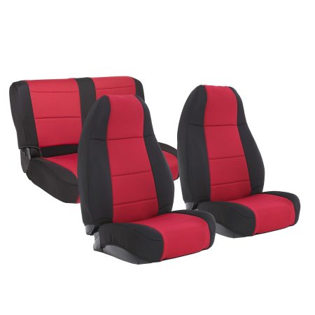 Smittybilt NEOPRENE SEAT COVER SET FRONT/REAR - RED JEEP, 91-95 YJ 471130
