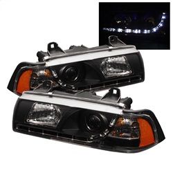 ( Spyder ) - 2DR Projector Headlights 1PC - NOT FIT TI MODEL - DRL - Black - High H1 (Included) - Low H1 (Included)