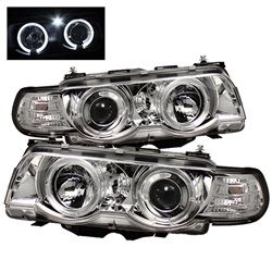 ( Spyder ) - Projector Headlights 1PC - Xenon/HID Model Only ( Not Compatible With Halogen Model ) - LED Halo - Chrome - High H1 - Low D2S (Not Included)