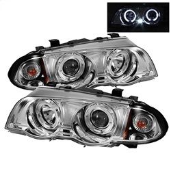 ( Spyder ) - 4DR Projector Headlights 1PC - LED Halo - Amber Reflector - Chrome - High H1 (Included) - Low H1 (Included)