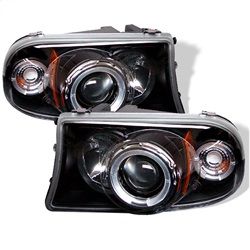 ( Spyder ) - 1PC Projector Headlights - LED Halo - LED ( Replaceable LEDs ) - Black - High H1 (Included) - Low H1 (Included)