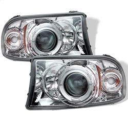 ( Spyder ) - 1PC Projector Headlights - LED Halo - LED ( Replaceable LEDs ) - Chrome - High H1 (Included) - Low H1 (Included)
