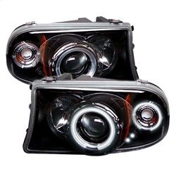( Spyder ) - 1PC Projector Headlights - CCFL Halo - LED ( Replaceable LEDs ) - Black - High H1 (Included) - Low H1 (Included)