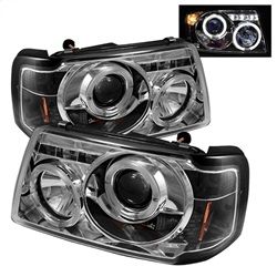 ( Spyder ) - 1PC Projector Headlights - LED Halo - LED ( Replaceable LEDs ) - Chrome - High H1 (Included) - Low H1 (Included)
