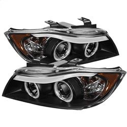 ( Spyder ) - 4DR Projector Headlights - CCFL Halo -Replaceable Eyebrow Bulb - Black- High H1 (Included) - Low H7 (Included)