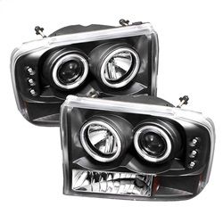 ( Spyder ) - 1PC Projector Headlights - Version 2 - CCFL Halo - LED ( Replaceable LEDs ) - Black - High H1 (Included) - Low H1 (Included)