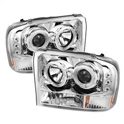 ( Spyder ) - 1PC Projector Headlights - Version 2 - CCFL Halo - LED ( Replaceable LEDs ) - Chrome - High H1 (Included) - Low H1 (Included)