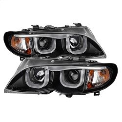 ( Spyder ) - 4DR Projector Headlights 1PC - 3D Halo - Black - High H1 (Included) - Low H7 (Not Included)