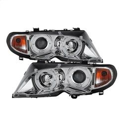 ( Spyder ) - 4DR Projector Headlights 1PC - LED Halo - Chrome - High H1 (Included) - Low H7 (Included)