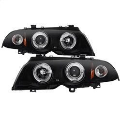 ( Spyder ) - 4DR Projector Headlights 1PC - LED Halo - Amber Reflector - Black Smoke - High H1 (Included) - Low H1 (Included)