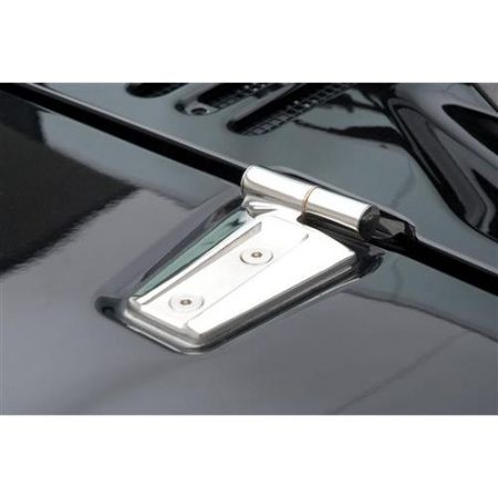 Smittybilt COMPLETE HOOD KIT, INCLUDES; HOOD HINGES, FOOTMAN AND 2 PIECE RUBBER BUMPER COVERS - STAINLESS STEEL JEEP, 07-18 WRANGLER (JK) 7480