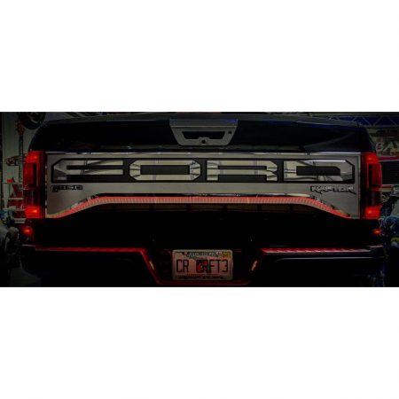 2017 Ford Raptor, Illuminated Red Tailgate Insert, American Car Craft