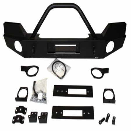 Direct-Fit Grille Guard With Internal Winch Mount Powder Coated Black Steel