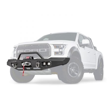 Direct-Fit Mounting Baja Style Grill Guard With Winch Mount Textured Black Steel