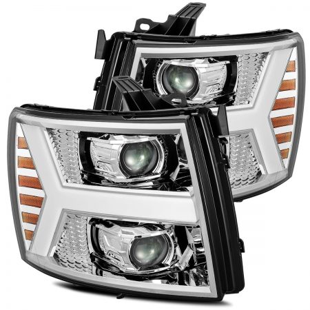 07-13 Chevrolet Silverado Projector Headlights Plank Style Design Chrome w/ Activation Sequential Signal
