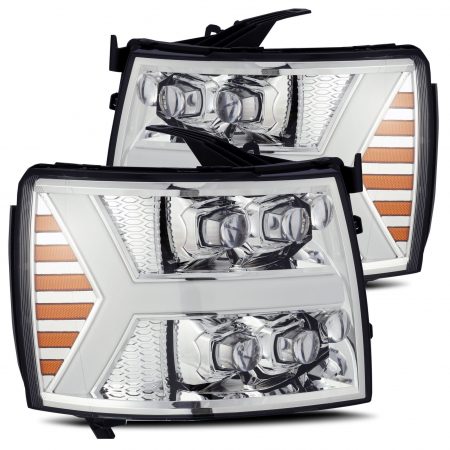 07-13 Chevrolet Silverado LED Projector Headlights Plank Style Design Chrome w/ Activation light and Sequential Signal