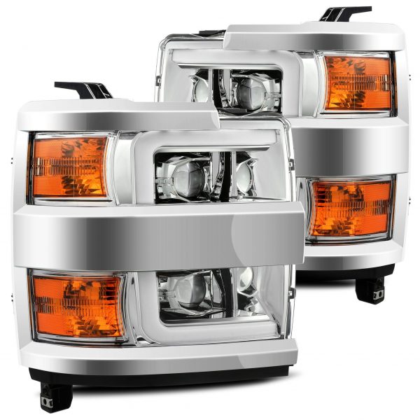 15-19 Chevrolet Silverado 2500HD/3500HD Projector Headlights Plank Style Design Chrome w/ Activation Light