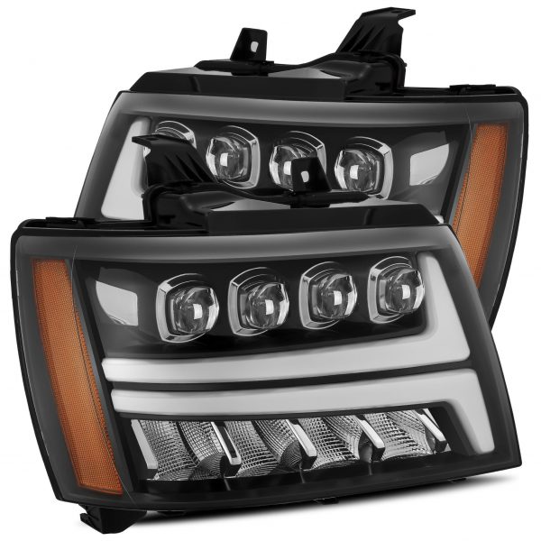 07-14 Chevrolet Tahoe/Suburban/07-13 Avalanche LED Projector Headlights Plank Style Design Gloss Black w/ Activation Light and DRL