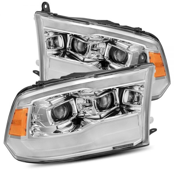 09-18 Ram Truck Projector Headlights Plank Style Design Chrome w/ Sequential Signal, Top/Bottom DRL