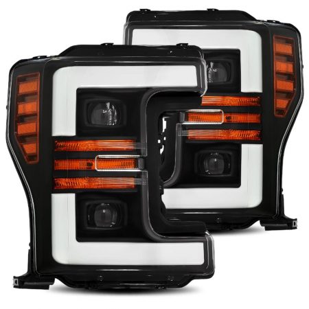 17-19 Ford Super Duty Projector Headlights Plank Style Design Black w/ Sequential Signal