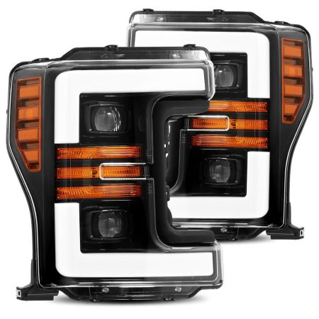 17-19 Ford Super Duty Projector Headlights Plank Style Design Gloss Black w/ Activation Sequential Signal