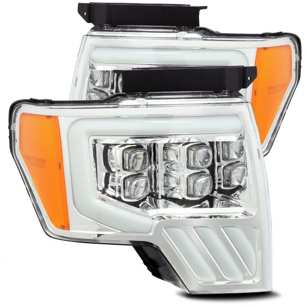 09-14 Ford F150 LED Projector Headlights Plank Style Design Chrome w/ Activation light and Sequential Signal