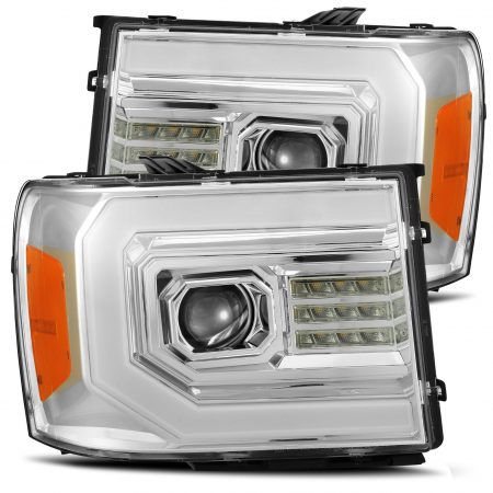 07-13 GMC Sierra Projector Headlights Plank Style Design  Chrome w/ Activation Sequential Signal