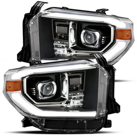 14-19 Toyota Tundra Projector Headlights Plank Style Design Black w/ Activation Light