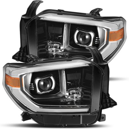 14-19 Toyota Tundra Projector Headlights Plank Style Design Gloss Black w/ Activation Light