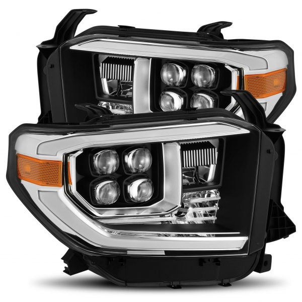 14-19 Toyota Tundra LED Projector Headlights Plank Style Design Matte Black w/ Activation Light and DRL