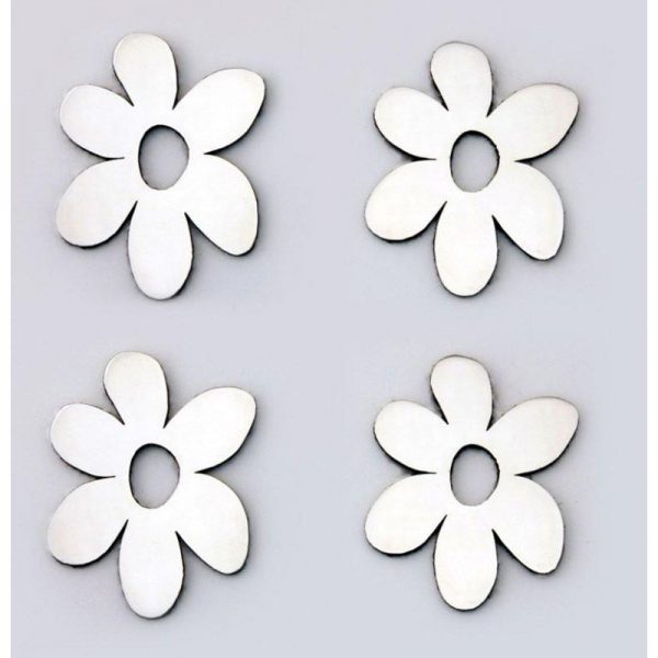 Daisy Stainless Sticker Badges Polished 4pc