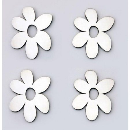Daisy Stainless Sticker Badges Brushed 4pc