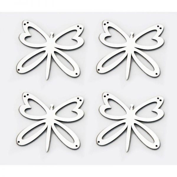 Butterfly Stainless Sticker Badges Polished 4pc