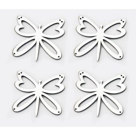 Butterfly Stainless Sticker Badges Brushed 4pc