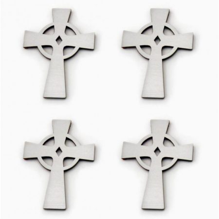 Celtic Cross Stainless Sticker Badges Polished 4pc