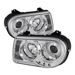 ( Spyder ) - Projector Headlights - CCFL Halo - LED ( Replaceable LEDs ) - Chrome -High H1 (Included) - Low 9006 (Not Included)