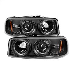 ( Spyder ) - Projector Headlights - LED Halo - LED ( Replaceable LEDs ) - Black - High 9005 (Not Included) - Low 9006 (Included)